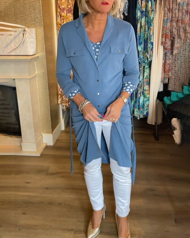 Knappefrakk med casual ensfarget