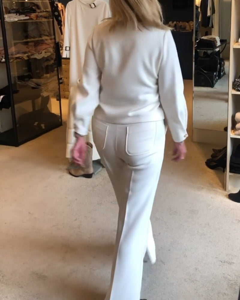 V-hals ensfarget elegant topp