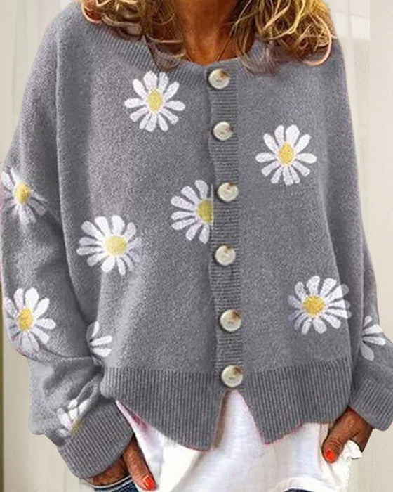 Loose daisy knit cardigan