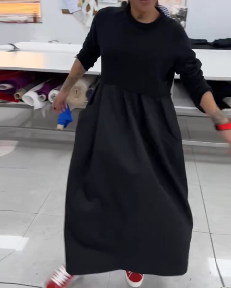 Maxi ensfarget fritidskjole