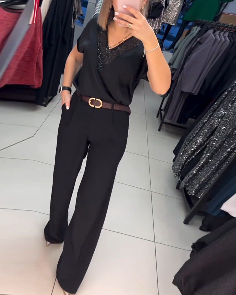 V-hals kortermet avslappet topp