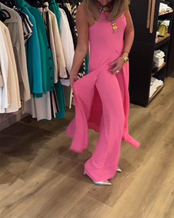 Halter neck split ensfarget todelt sett