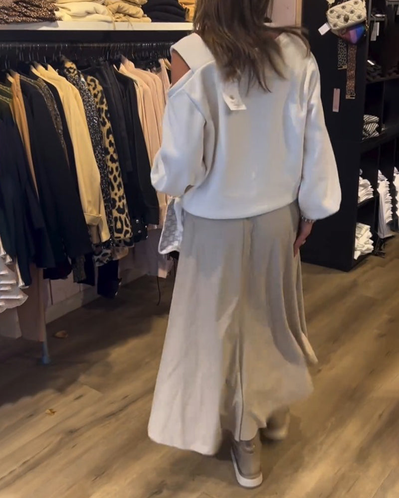 Enkel genser med kalde skuldre