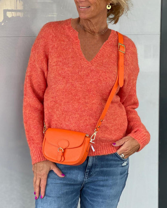 Solidfarge V-hals-pullovers