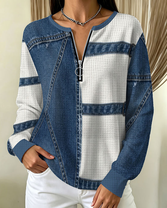 Topp Halv Glidelås Casual Design