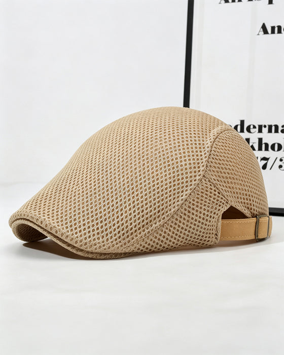 Menn Pustende Nett Flat Cap - Justerbar Newsboy Ivy Beret Sommerhatt