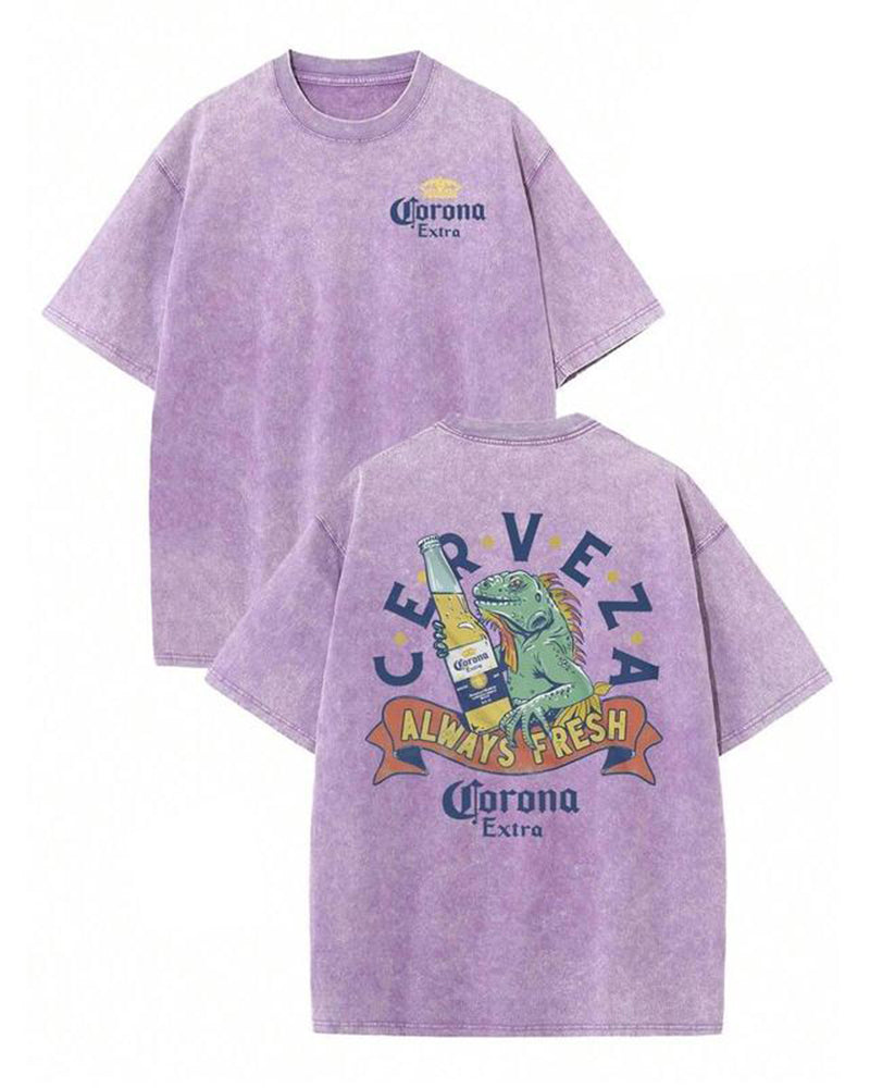 T-Skjorte Vintage Distressed Vasket Trykk