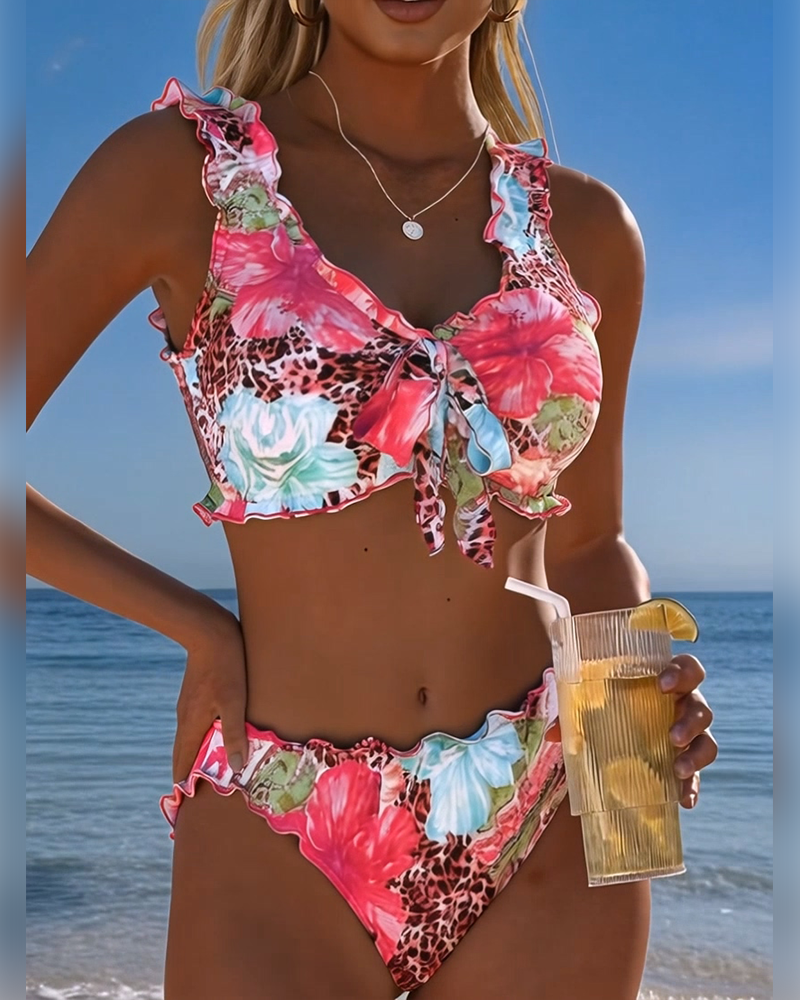Bikinis Blomstret Leopard Lappeteppe