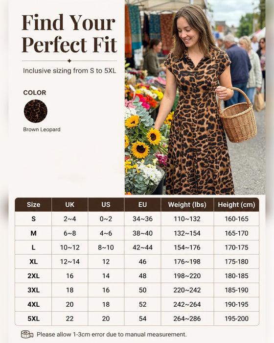 Kjole Avslappet Leopard Maxi