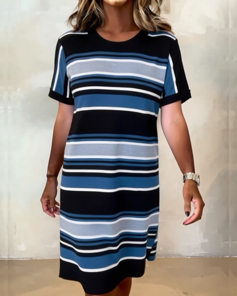 Kjole Casual Rund Hals Stripete