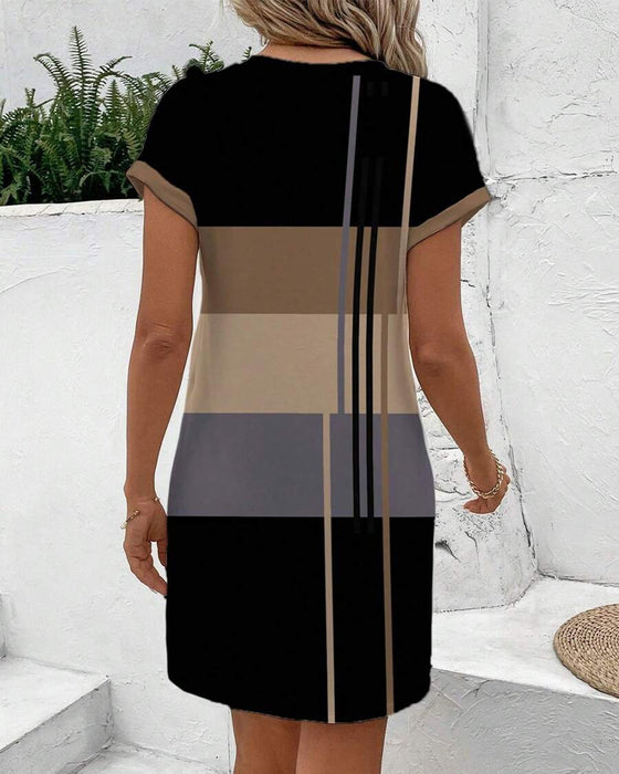 Kjole Rund Hals mote Casual Trykt