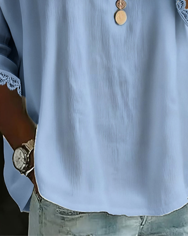 Bluse Kniplingkantet Innfelling Babykrage