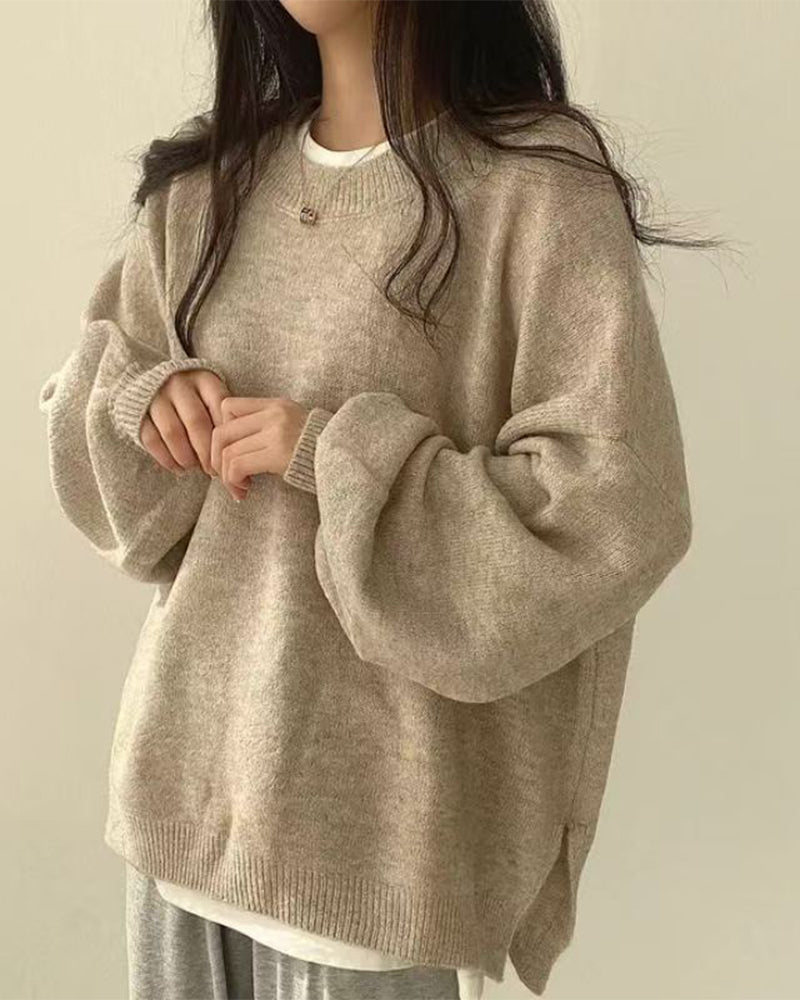 Pullover Rundhalset Side Splitt