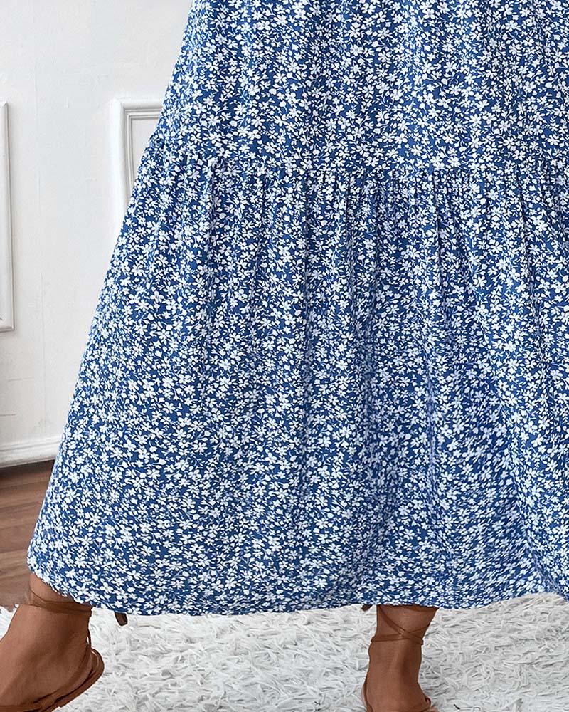 Skjørt Lagdelt Lite Blomstret Trykk A-Linje Lang