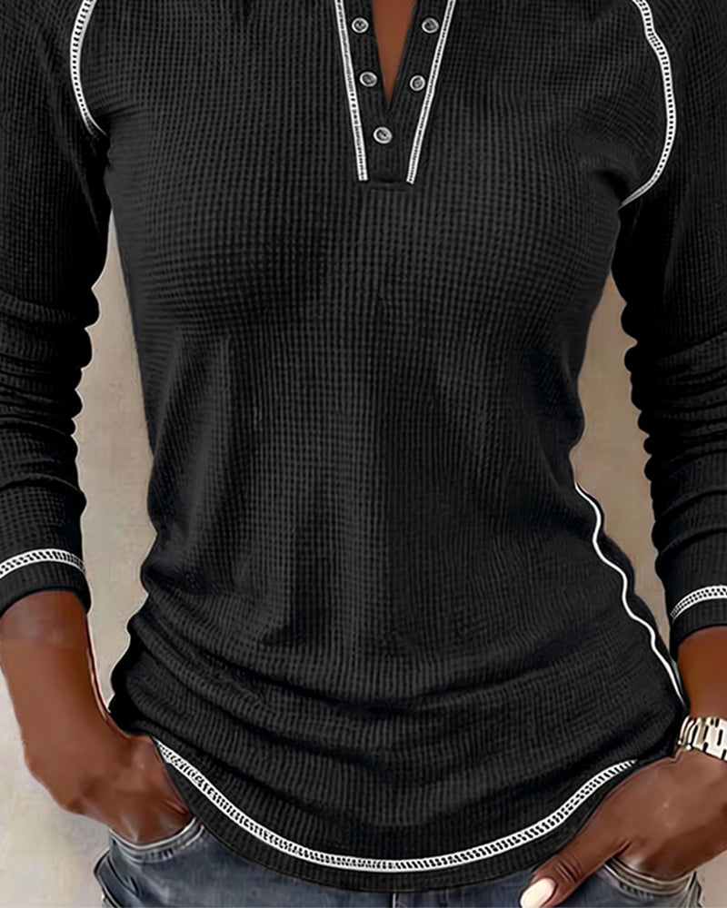 Topp Vaffel Henley Lang Erme