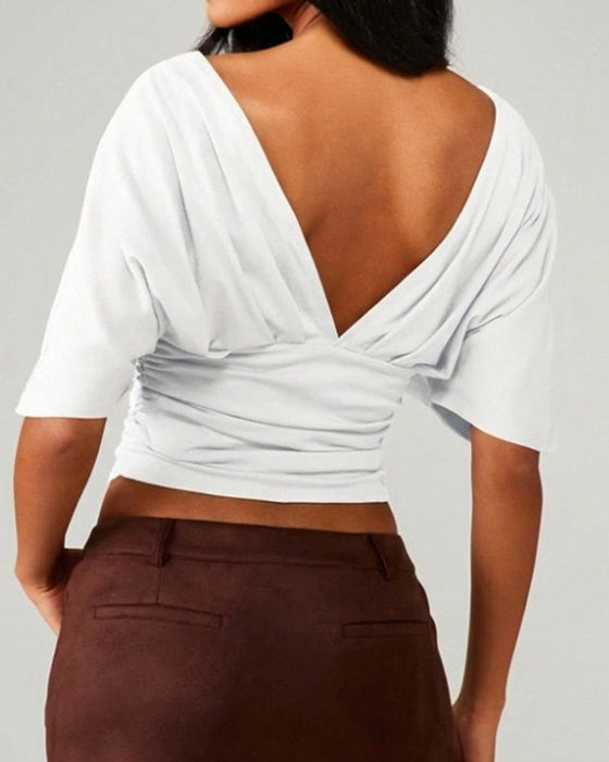 Topp V-Hals Flagermus Erme Midje Slips