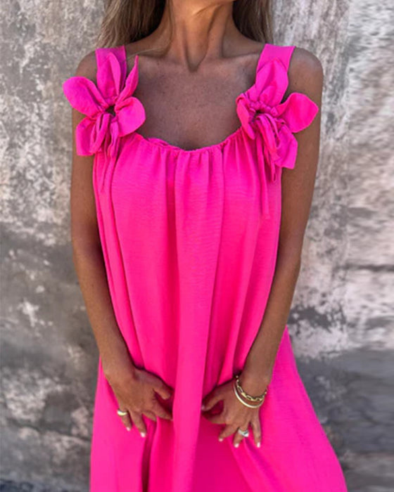 Kjole Ermeløs Ensfarget Modellen Lang