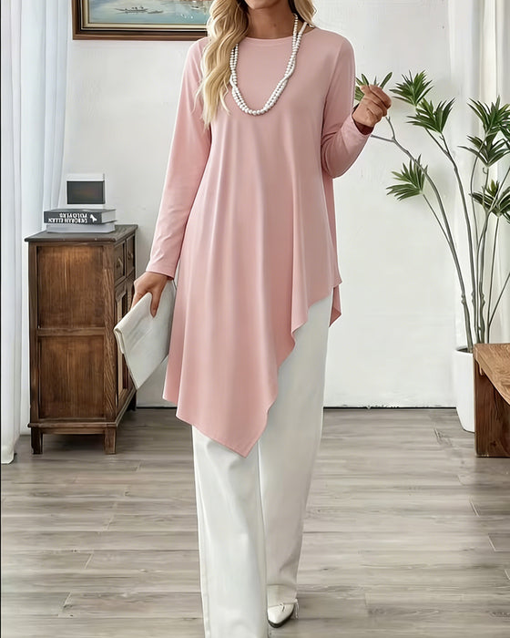 Top Asymmetrisk Midjelangt Ensfarget