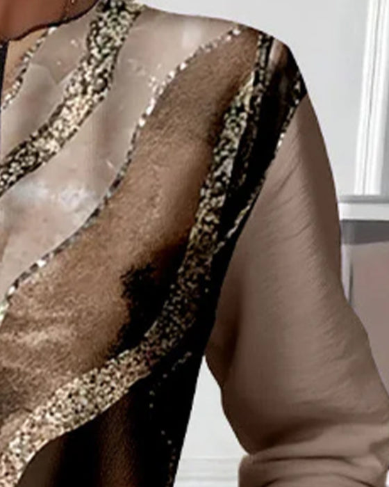 Sweatshirt Med Halv Glidelås Og Vintage-Trykk