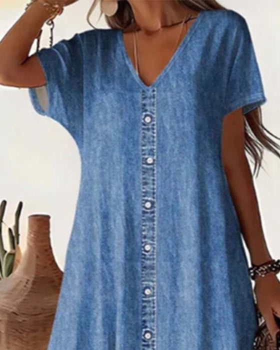 🌸 Casual Sommerkjole For Kvinner Med Knappestolpe – Avslappet Stil & Komfort For Hverdagsbruk 💐