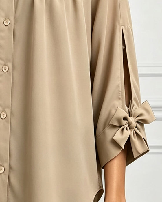 Bluse Sløyfe Detalj Casual Solid