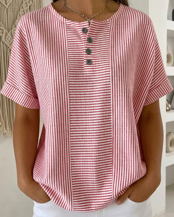 Bluse Rund Hals Kort Erm