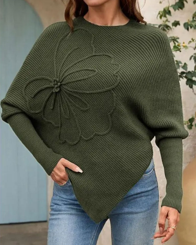 Pullover Stilig Blomstret Uregelmessig