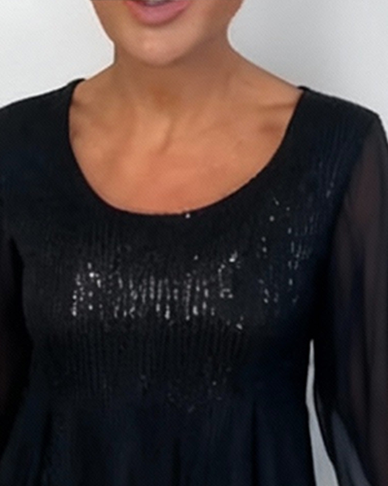 Kjole Rund Hals Modisk Ensfarget Løvende