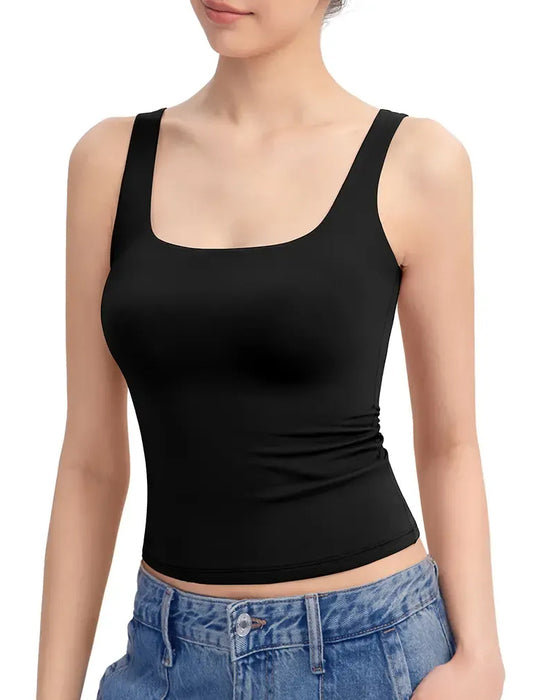 Tank Top U-Hals Stroppet Solid Slim Fit