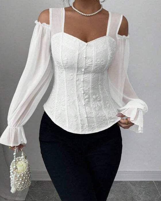 Bluse Off-Shoulder Lang Erme Midje
