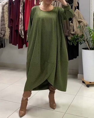 Rund Halsring Pluss-Størrelse Løs Kjole