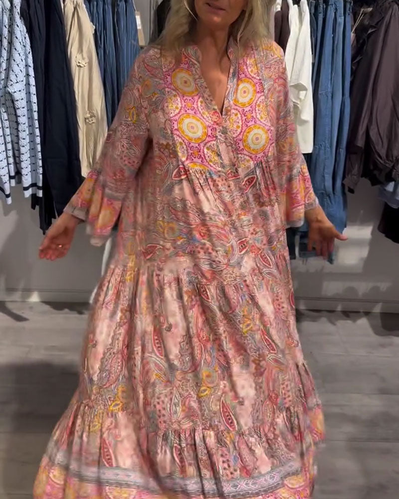 Kjole Avslappet Ferie Lang Trykt