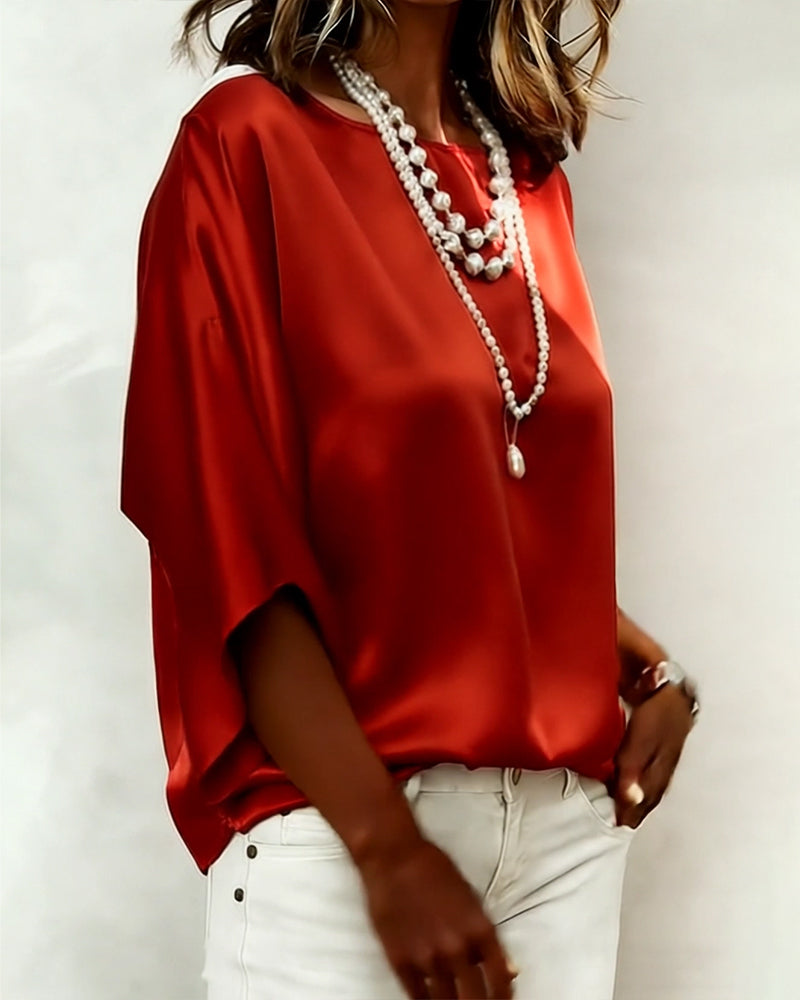 Bluse Sateng Flaggermusermet