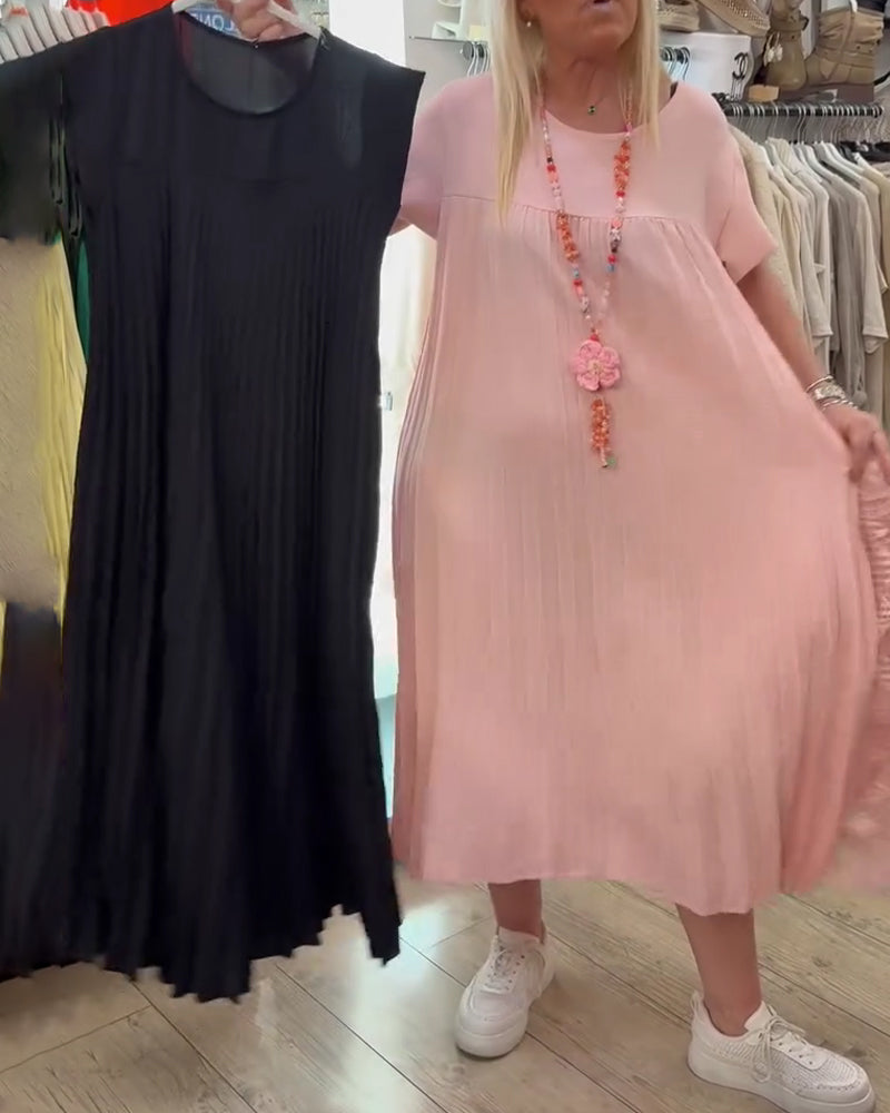 Kjole Plissert Løs Plussstørrelse