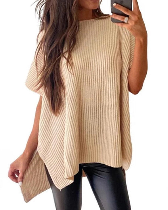 Pullover Ensfarget Rundhalset Flagermuserme