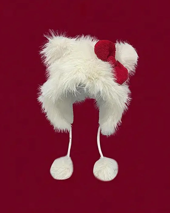 Hatt Søt Katteøre Design Pom Pom Dekor Plush
