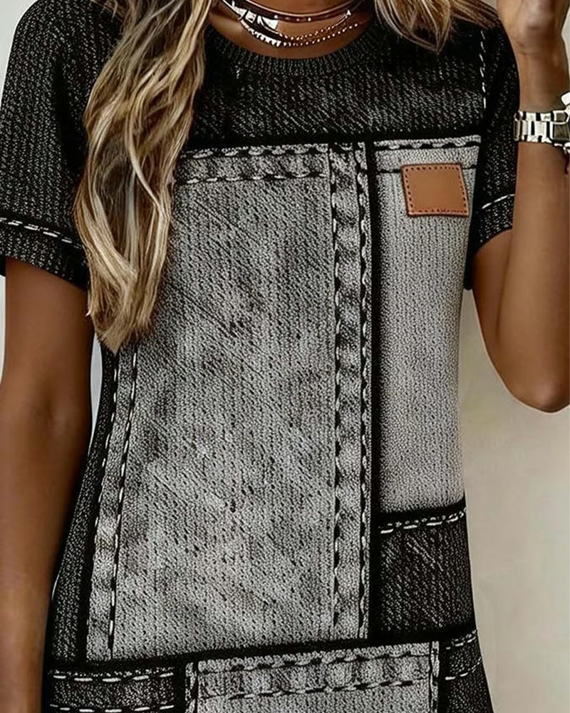 Kjole Retro Kortermet Rett