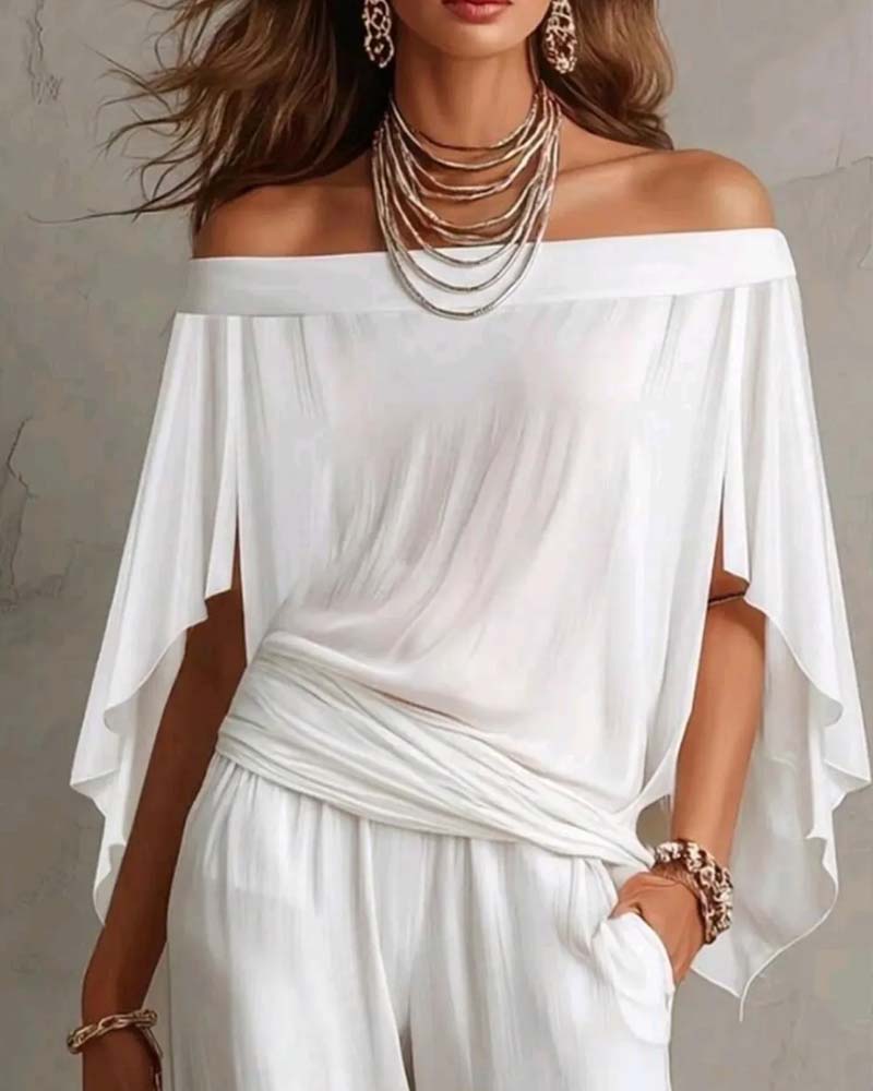 Bluse Off-Shoulder Uregelmessig Løs