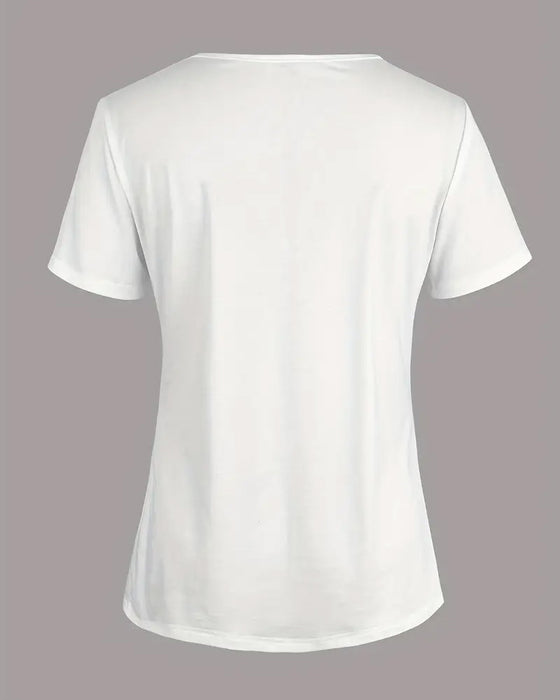 Bluse Rund Hals Blondedetalj