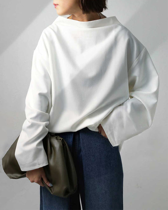 Bluse med løs passform og lange ermer