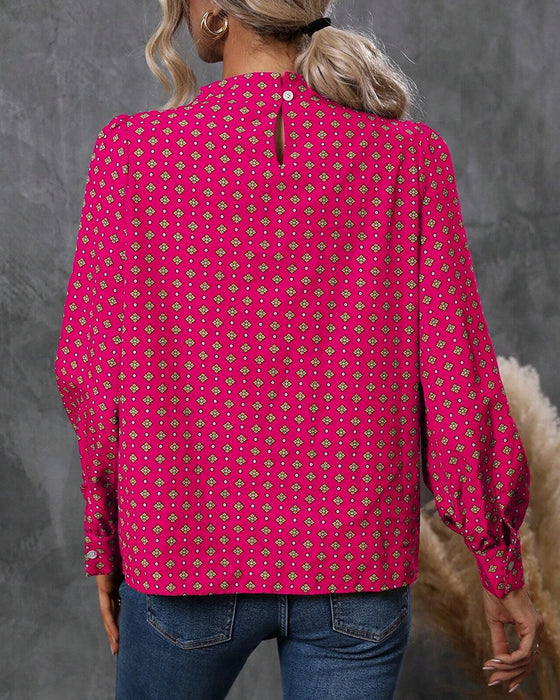 Bluse med vintage stil og print