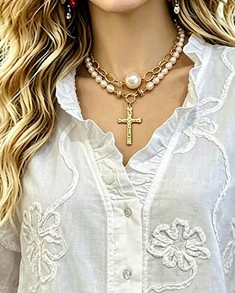 Bluse Frynset Kant Pufferme