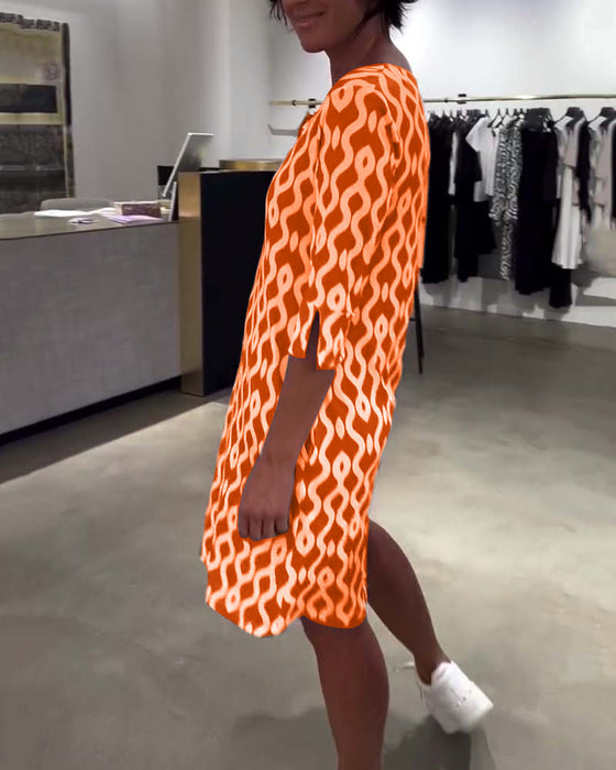 Kjole Ståkrage Midilengde Trykt