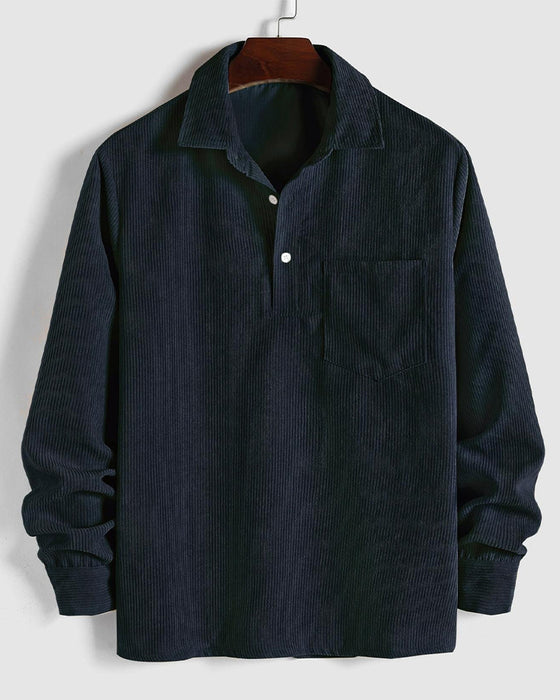 Bluse Menn Solid Farge Jakkeslag Knapp