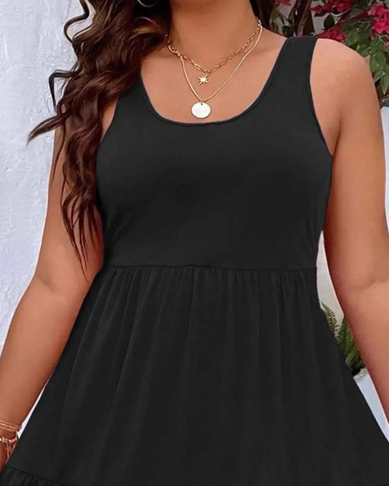 Kjole Dobbel Lag Lag Ruffle Tank