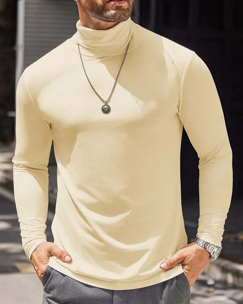Bluse Høy Hals Slim Fit Solid Mann