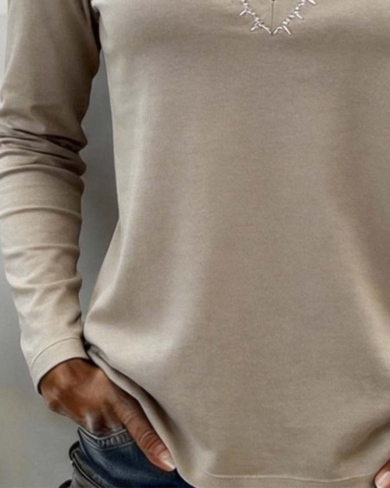 Topp V-Hals Ensfarget Stilfull Casual