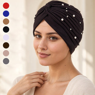 Lue Perle Plissert Forhåndsknytt Turban