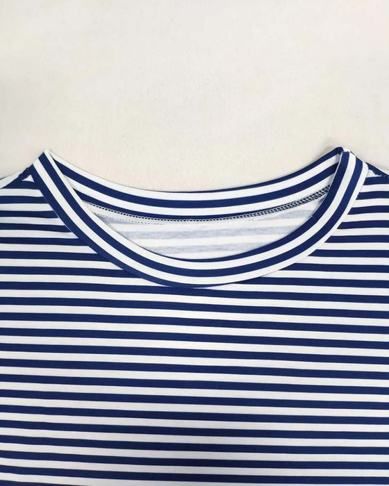 Kjole Rund Hals Stripe Slips Midje