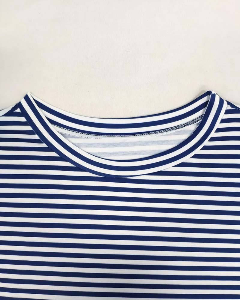 Kjole Rund Hals Stripe Slips Midje